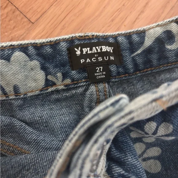 Playboy By PacSun Luau High Waisted Denim Festival Shorts - Picture 5 of 7